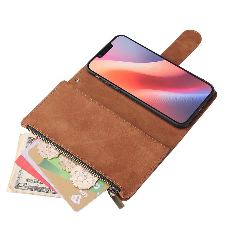 For iPhone 16e Multifunctional Multi-Card Wallet Phone Leather Case(Brown)
