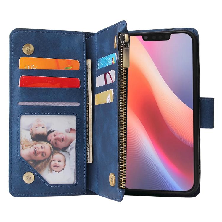 For iPhone 16e Multifunctional Multi-Card Wallet Phone Leather Case(Dark Blue)