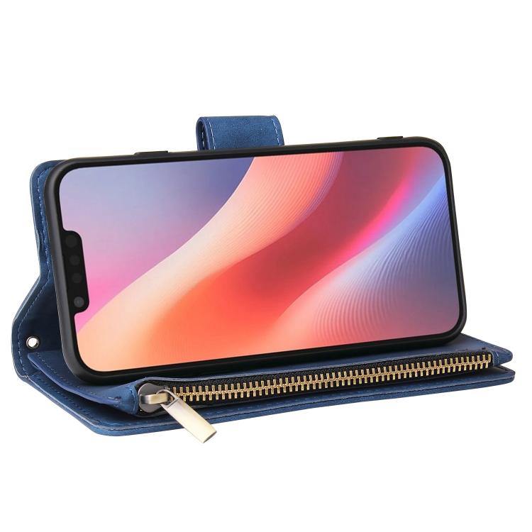 For iPhone 16e Multifunctional Multi-Card Wallet Phone Leather Case(Dark Blue)