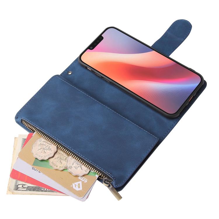 For iPhone 16e Multifunctional Multi-Card Wallet Phone Leather Case(Dark Blue)