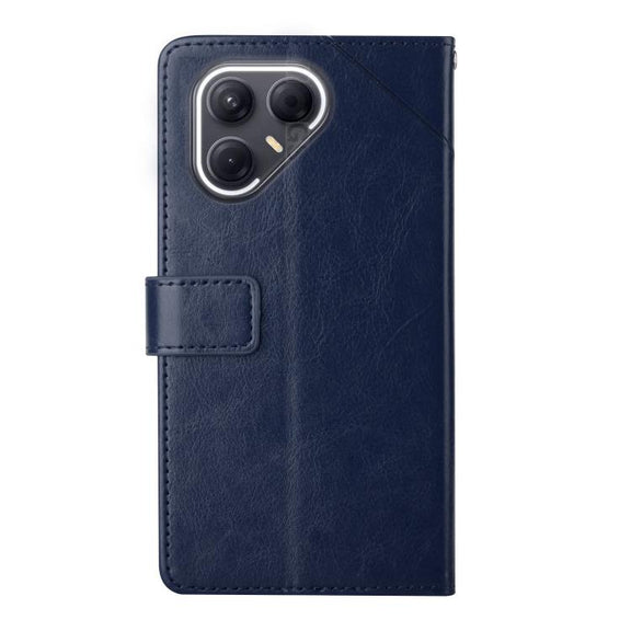 For Tecno Pova 7 5G Y-shaped Pattern Flip Leather Phone Case(Blue)