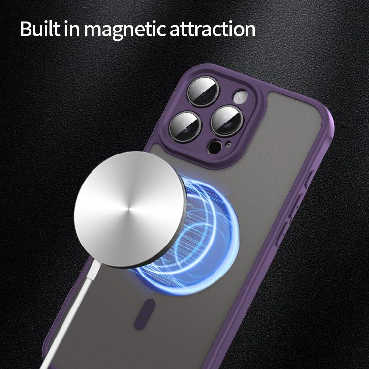 For iPhone 16e Fan Dun Series TPU Hybrid PC Frosted Magsafe Phone Case(Purple)