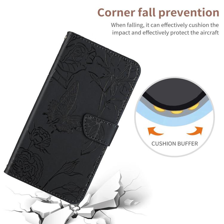 For Tecno Spark 40C Skin Feel Butterfly Embossed Flip Leather Phone Case(Black)