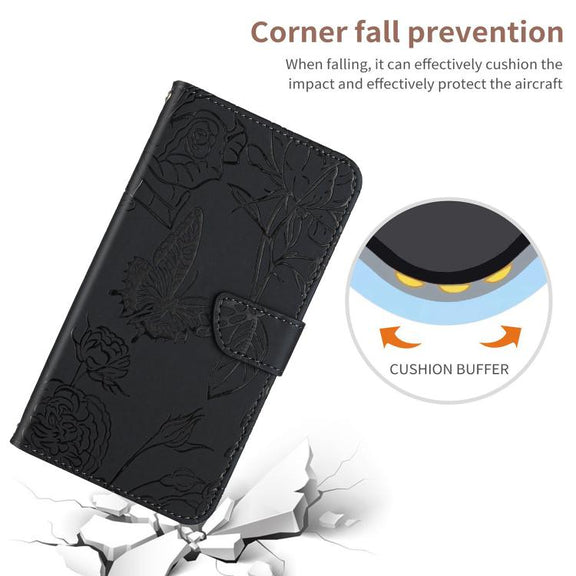 For Tecno Spark 40C Skin Feel Butterfly Embossed Flip Leather Phone Case(Black)