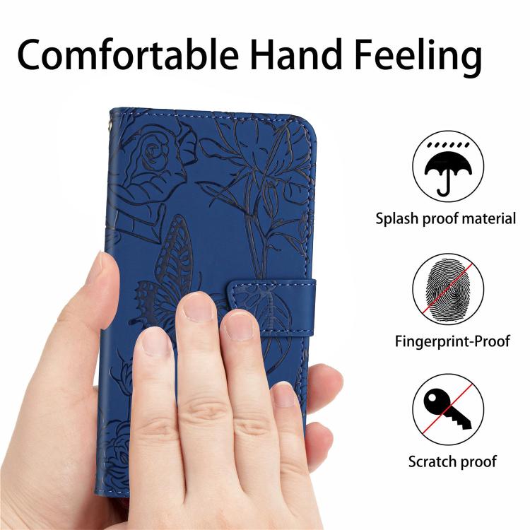 For Tecno Spark 40C Skin Feel Butterfly Embossed Flip Leather Phone Case(Blue)