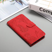 For Tecno Spark 40C Skin Feel Butterfly Embossed Flip Leather Phone Case(Red)