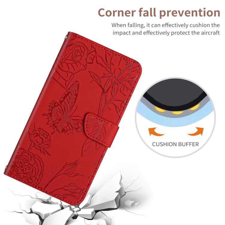 For Tecno Spark 40C Skin Feel Butterfly Embossed Flip Leather Phone Case(Red)