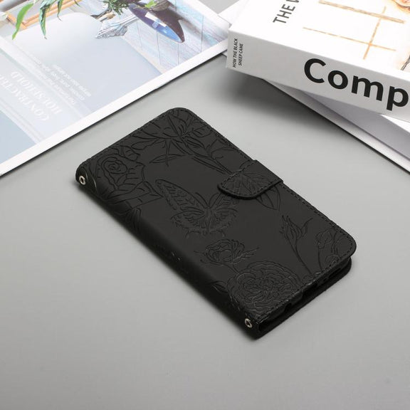 For Tecno Spark 40 Pro+ 4G Skin Feel Butterfly Embossed Flip Leather Phone Case(Black)
