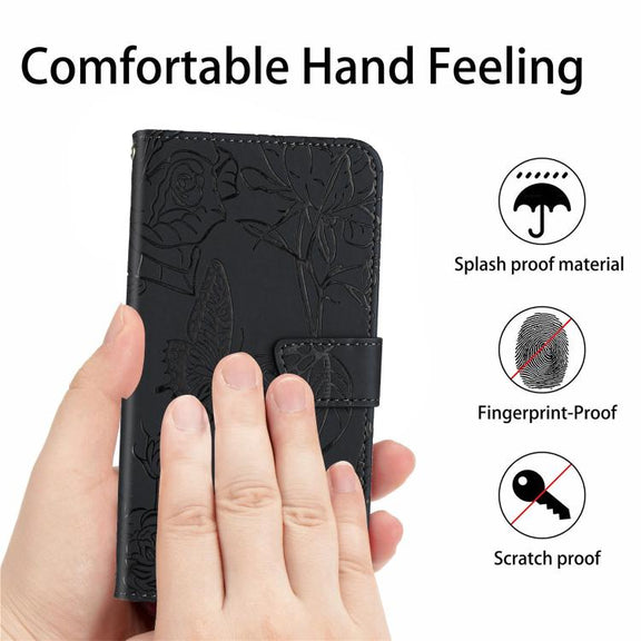 For Tecno Spark 40 Pro+ 4G Skin Feel Butterfly Embossed Flip Leather Phone Case(Black)