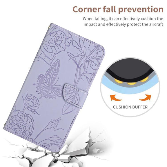 For Tecno Spark 40 Pro 4G Skin Feel Butterfly Embossed Flip Leather Phone Case(Purple)
