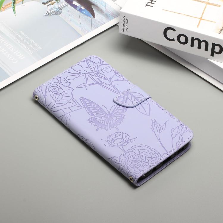 For Tecno Spark 40 4G Skin Feel Butterfly Embossed Flip Leather Phone Case(Purple)