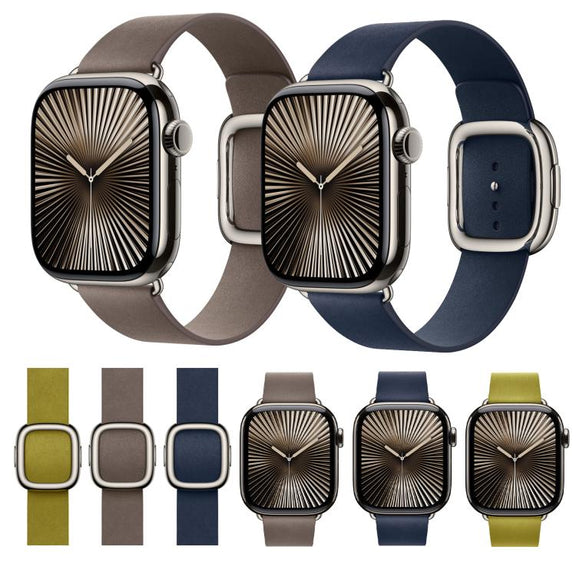 For Apple Watch 46mm / 49mm / 45mm / 44mm Modern Style Leather Watch Band(Dark Brown)
