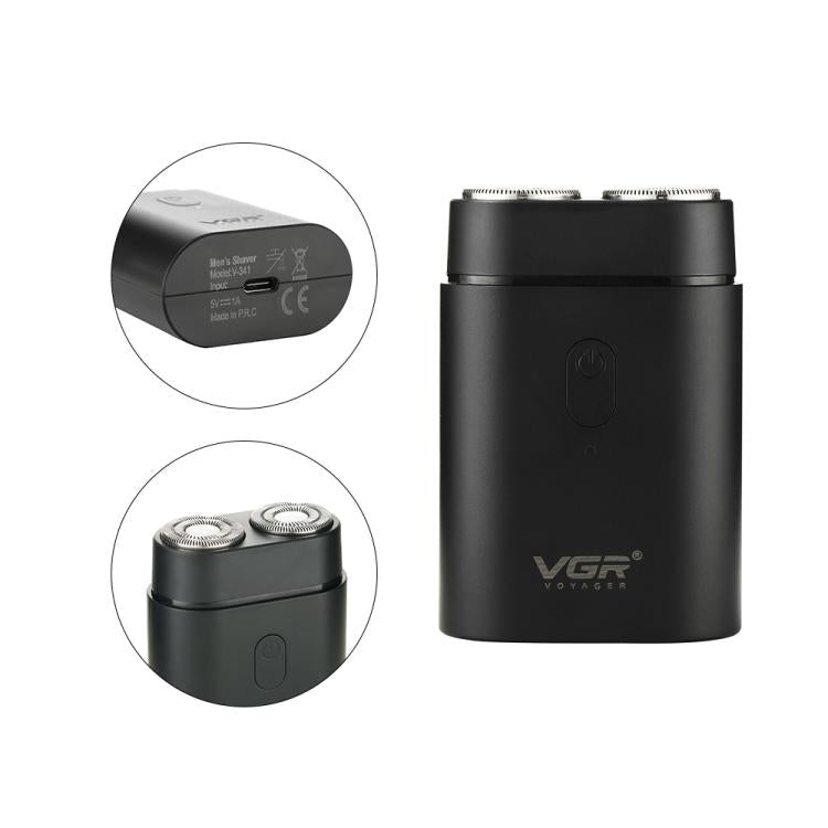 VGR V-341 Rotating 2 Cuttter Head Portable Electric Shaver(Black)