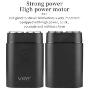 VGR V-341 Rotating 2 Cuttter Head Portable Electric Shaver(Black)