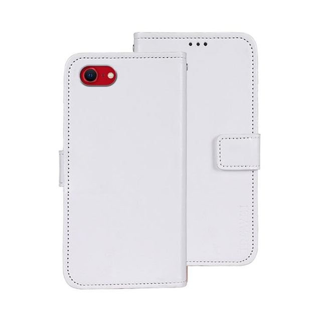 For iPhone 16e idewei Crazy Horse Texture Leather Phone Case(White)