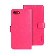 For iPhone 16e idewei Crazy Horse Texture Leather Phone Case(Rose Red)
