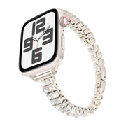For Apple Watch 46mm / 49mm / 45mm / 44mm Slim Train Section Diamond Metal Watch Band(Starlight)