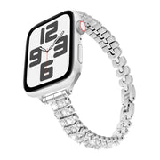 For Apple Watch 42mm / 41mm / 40mm / 38mm Slim Train Section Diamond Metal Watch Band(Silver)