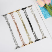For Apple Watch 42mm / 41mm / 40mm / 38mm Slim Train Section Diamond Metal Watch Band(Black)