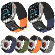 For Apple Watch 46mm / 49mm / 45mm / 44mm Compass Nylon Loop Watch Band(Black Grey)