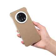 For Huawei Mate 70 Pro Denior A20 Genuine Leather Litchi Texture MagSafe Frameless Phone Case(Khaki)