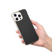 For iPhone 16 Pro Denior A20 Genuine Leather Litchi Texture MagSafe Frameless Phone Case(Black)