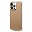 For iPhone 16 Pro Denior A20 Genuine Leather Litchi Texture MagSafe Frameless Phone Case(Khaki) - free shipping - PMc TechLife - Order now!