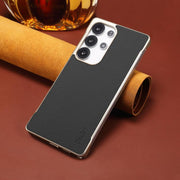 For Samsung Galaxy S25+ 5G Denior A20 Genuine Leather Litchi Texture MagSafe Frameless Phone Case(Black)