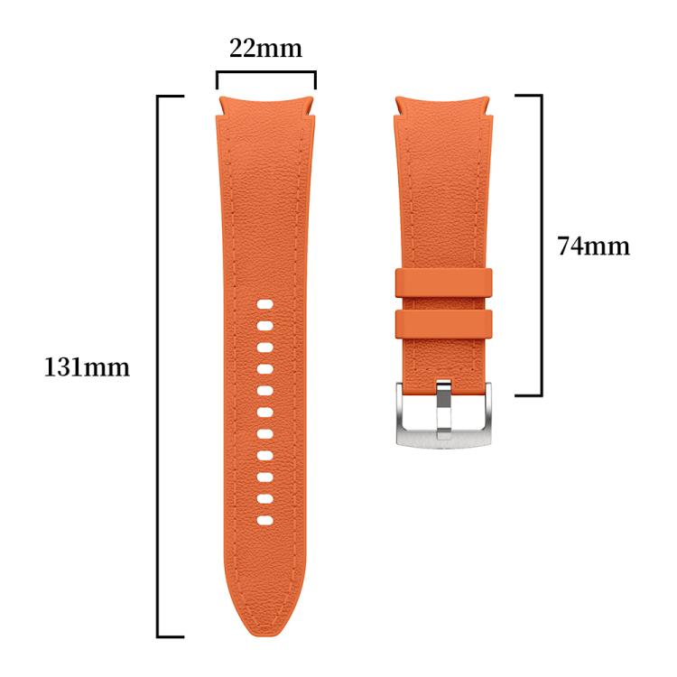 For Samsung Galaxy Watch 7 / 6 / 5 / 4 Silver Pin Buckle Leather Silicone Watch Band(Dark Grey)