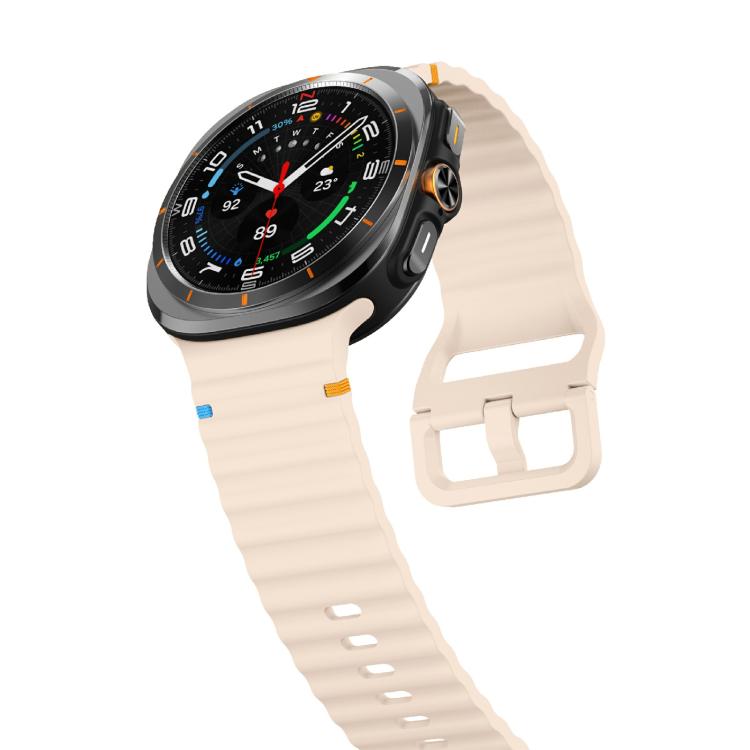 For Samsung Galaxy Watch Ultra 47mm / Ultra 2025 Kalebol Wave-stitched Silicone Strap(Pink)