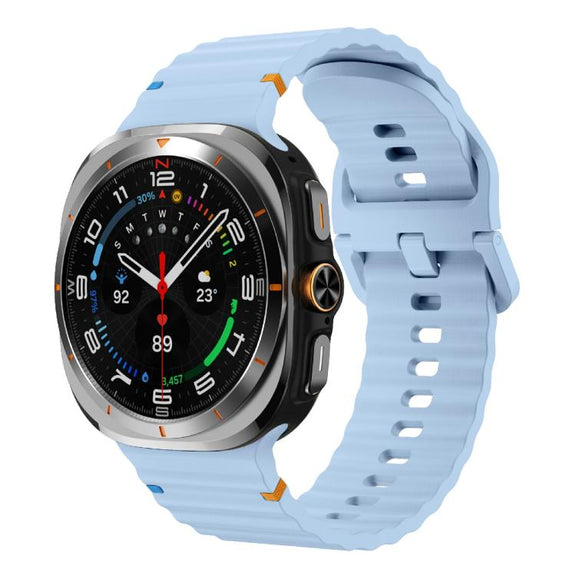 For Samsung Galaxy Watch Ultra 47mm / Ultra 2025 Kalebol Wave-stitched Silicone Strap(Light Blue)