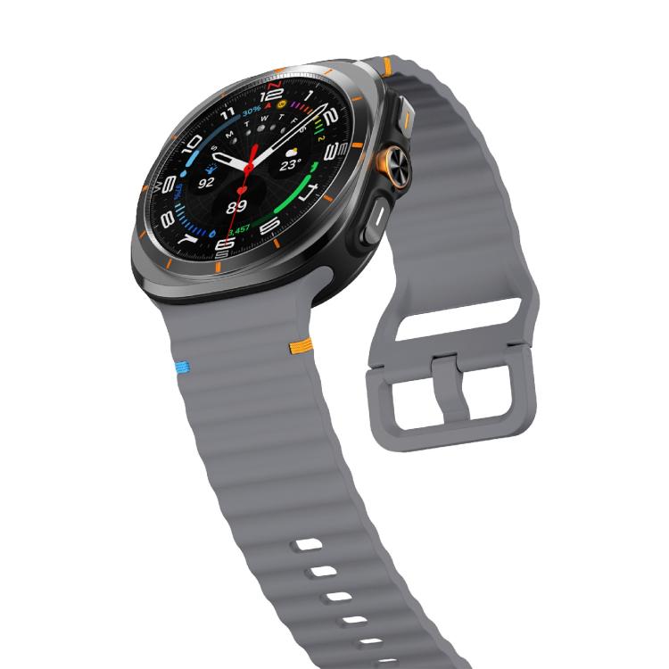 For Samsung Galaxy Watch Ultra 47mm / Ultra 2025 Kalebol Wave-stitched Silicone Strap(Space Grey)