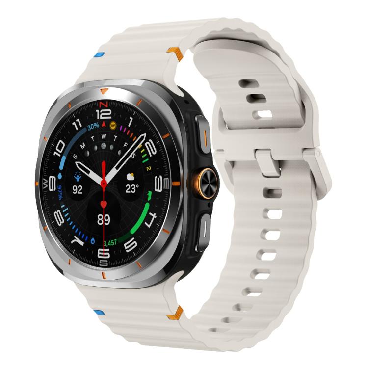 For Samsung Galaxy Watch Ultra 47mm / Ultra 2025 Kalebol Wave-stitched Silicone Strap(Starlight)