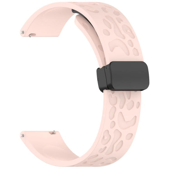 18mm Kalebol Universal Leopard Print Magnetic Folding Buckle Silicone Strap(Pink)