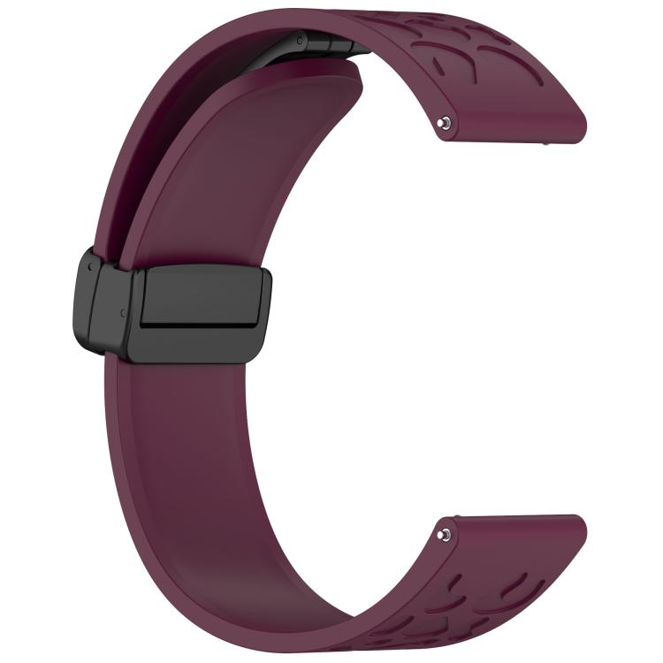 18mm Kalebol Universal Leopard Print Magnetic Folding Buckle Silicone Strap(Wine Red)