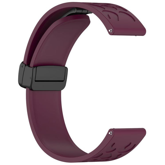 18mm Kalebol Universal Leopard Print Magnetic Folding Buckle Silicone Strap(Wine Red)