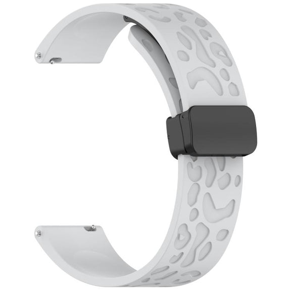 18mm Kalebol Universal Leopard Print Magnetic Folding Buckle Silicone Strap(Light Grey)