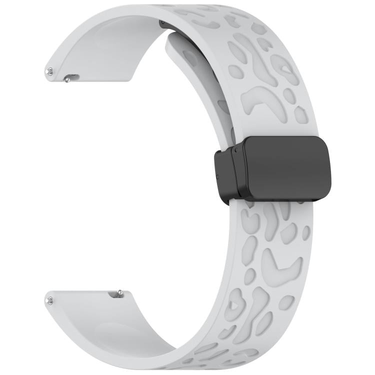 18mm Kalebol Universal Leopard Print Magnetic Folding Buckle Silicone Strap(Light Grey)