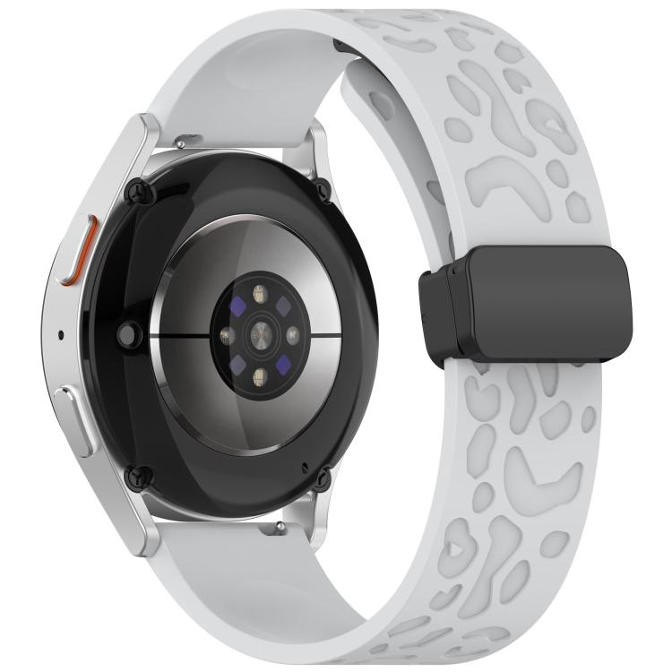 18mm Kalebol Universal Leopard Print Magnetic Folding Buckle Silicone Strap(Light Grey)