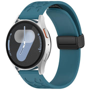 18mm Kalebol Universal Leopard Print Magnetic Folding Buckle Silicone Strap(Dark Blue)