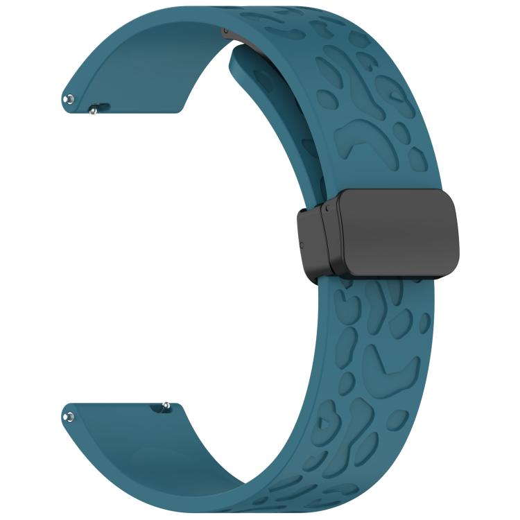 18mm Kalebol Universal Leopard Print Magnetic Folding Buckle Silicone Strap(Dark Blue)