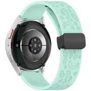 18mm Kalebol Universal Leopard Print Magnetic Folding Buckle Silicone Strap(Teal Blue)