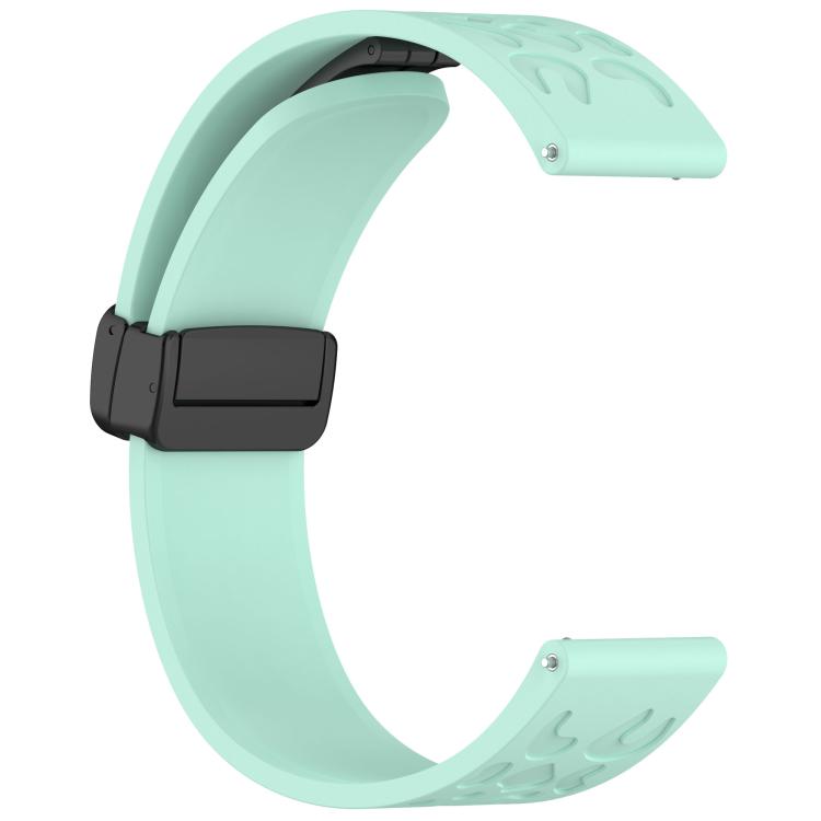 18mm Kalebol Universal Leopard Print Magnetic Folding Buckle Silicone Strap(Teal Blue)