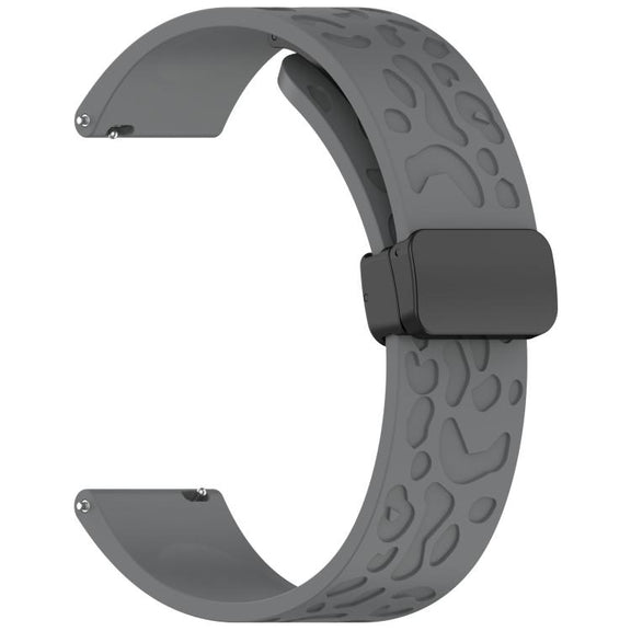 18mm Kalebol Universal Leopard Print Magnetic Folding Buckle Silicone Strap(Space Grey)