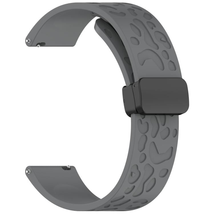 18mm Kalebol Universal Leopard Print Magnetic Folding Buckle Silicone Strap(Space Grey)