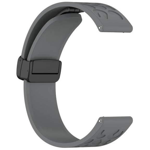 18mm Kalebol Universal Leopard Print Magnetic Folding Buckle Silicone Strap(Space Grey)