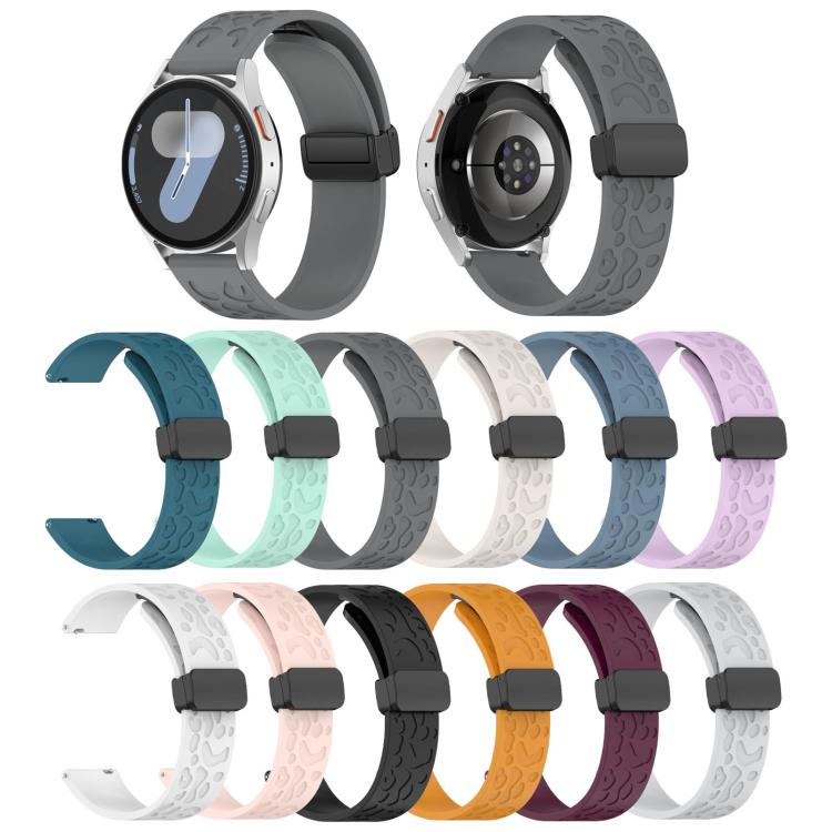 18mm Kalebol Universal Leopard Print Magnetic Folding Buckle Silicone Strap(White)