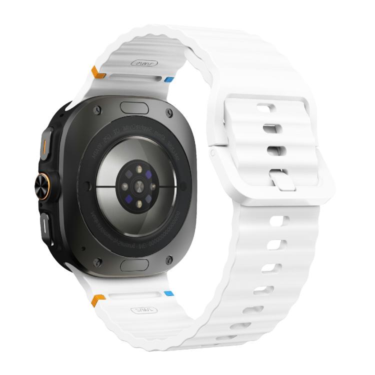 For Samsung Galaxy Watch Ultra 47mm / Ultra 2025 Kalebol Wave Stitching Silicone Strap(White)