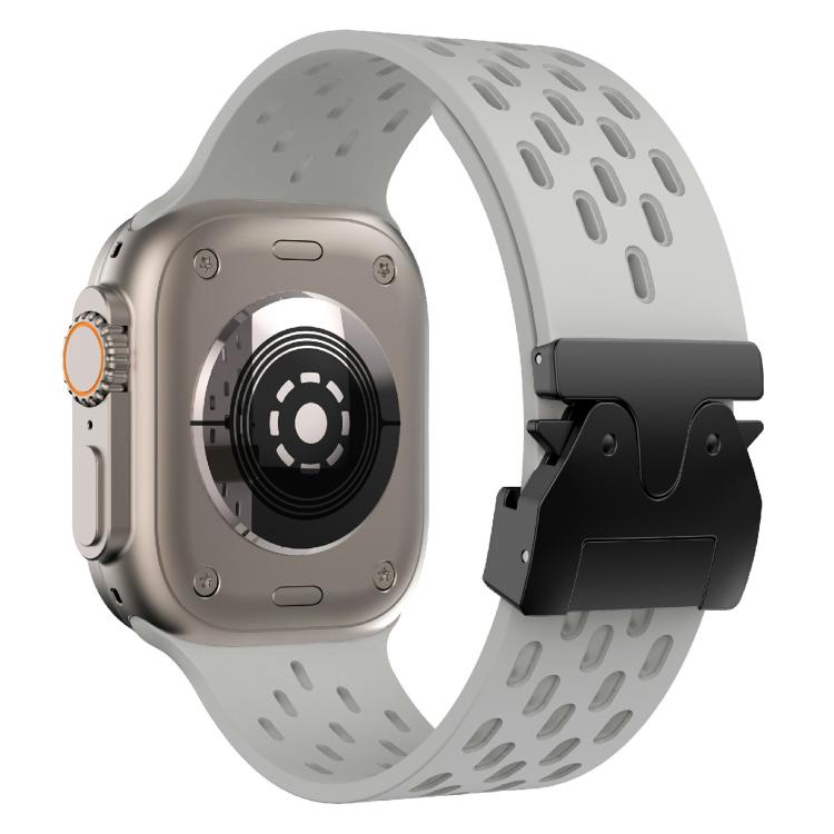 For Apple Watch 46mm / 49mm / 45mm / 44mm Kalebol Mesh Umbrella Buckle Silicone Watch Strap(Grey)