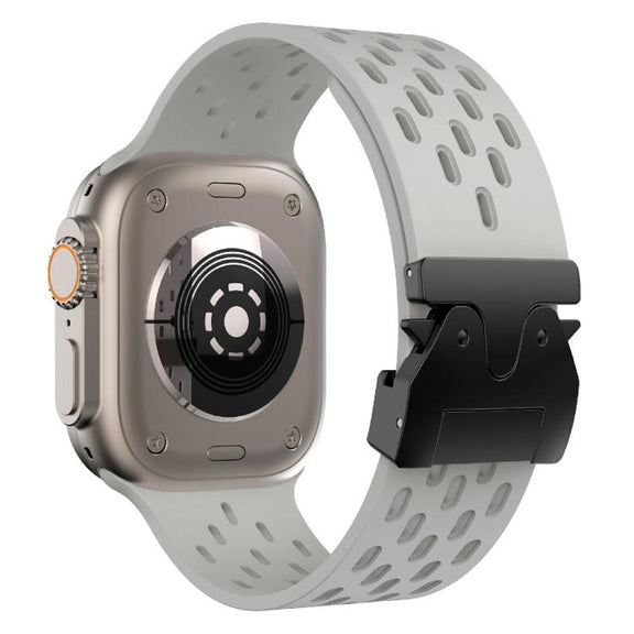 For Apple Watch 46mm / 49mm / 45mm / 44mm Kalebol Mesh Umbrella Buckle Silicone Watch Strap(Grey)